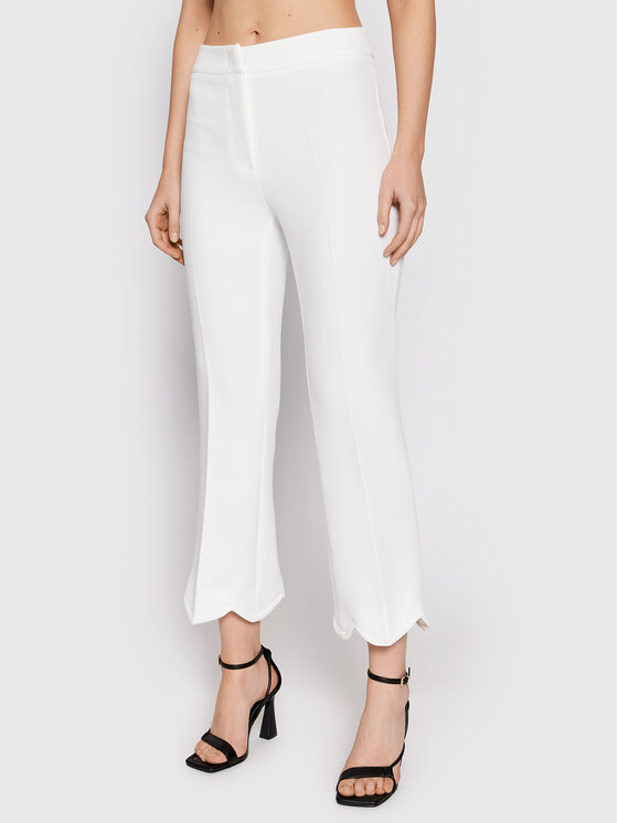 Babylon Текстилни панталони P_MF0602 Бял Regular Fit цвят на ниска цена