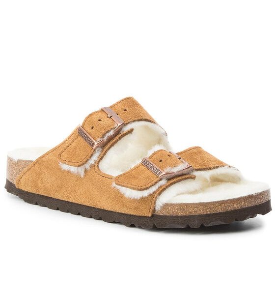 Birkenstock Пантофи Arizona Fur 1001135 Кафяв за Жени цена