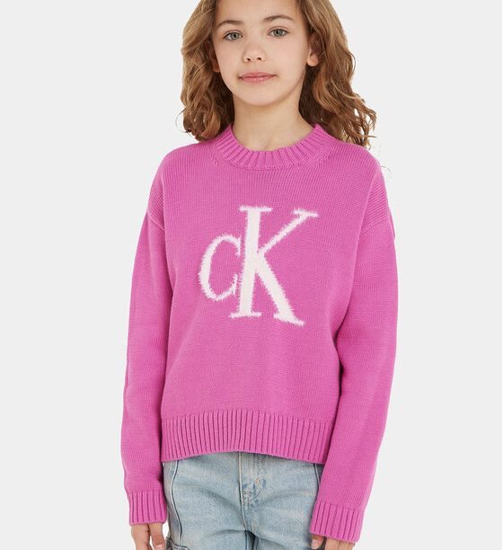 Calvin Klein Jeans Пуловер Fluffy Monogram IG0IG02220 Розов Regular Fit за Момичета цена