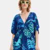 Desigual Лятна рокля 23SWMW18 Тъмносин Regular Fit за Жени цена