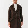 Guess Вълнено палто Elly W2BL0H WEWU0 Кафяв Relaxed Fit за Жени цена