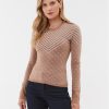Guess Пуловер W3BR26 Z3AE0 Бежов Slim Fit за Жени цена