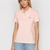 Lacoste Тениска с яка и копчета PF7839 Розов Regular Fit цвят на ниска цена