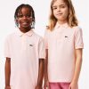 Тениска с яка и копчета Lacoste за Момичета цена
