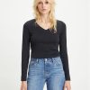 Levi's® Тишърт Baby Tee A48910000 Черен Slim Fit за Жени цена