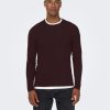 Only & Sons Пуловер 22016980 Бордо Regular Fit за Мъже цена