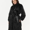 TWINSET Кожено палто 232TT2020 Черен Regular Fit за Жени цена