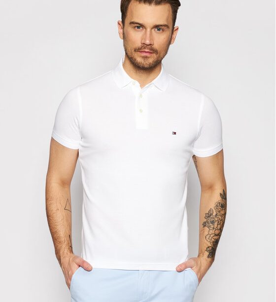 Tommy Hilfiger Тениска с яка и копчета 1985 MW0MW17771 Бял Slim Fit за Мъже цена