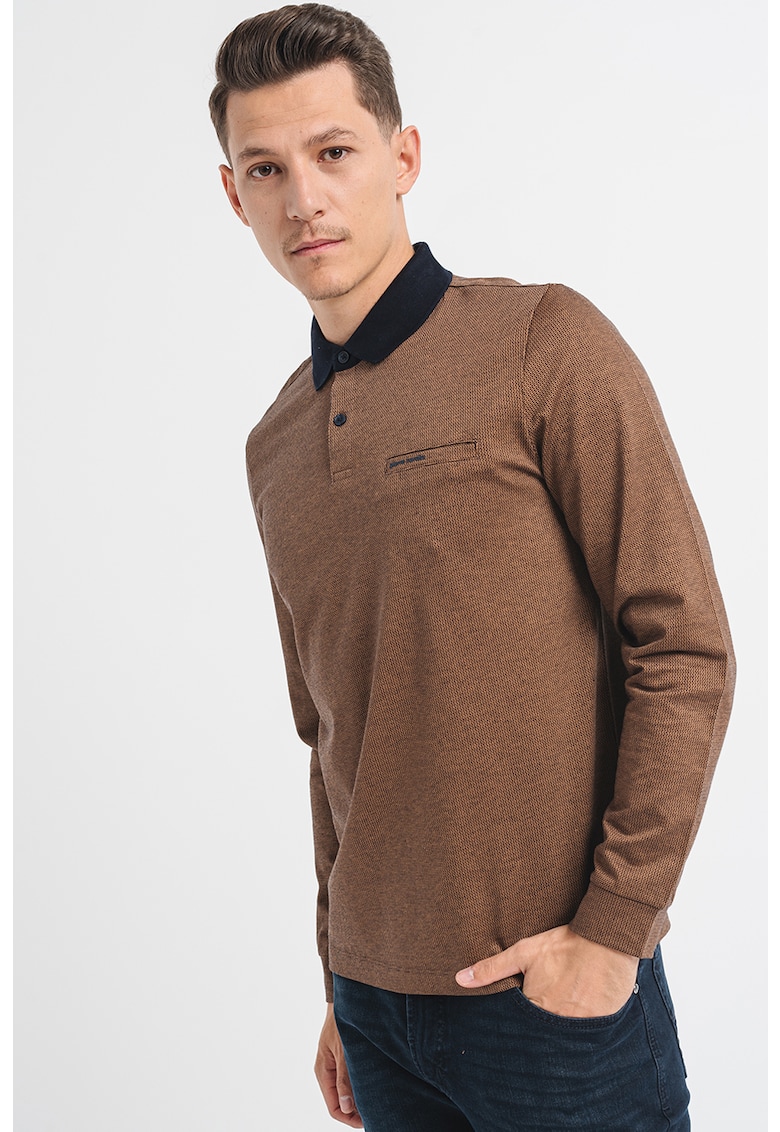 Блуза с яка и лого Pierre Cardin