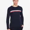 Tommy Hilfiger Тениска с дълъг ръкав Monotype Chest Stripe MW0MW32366 Тъмносин Slim Fit за Мъже цена