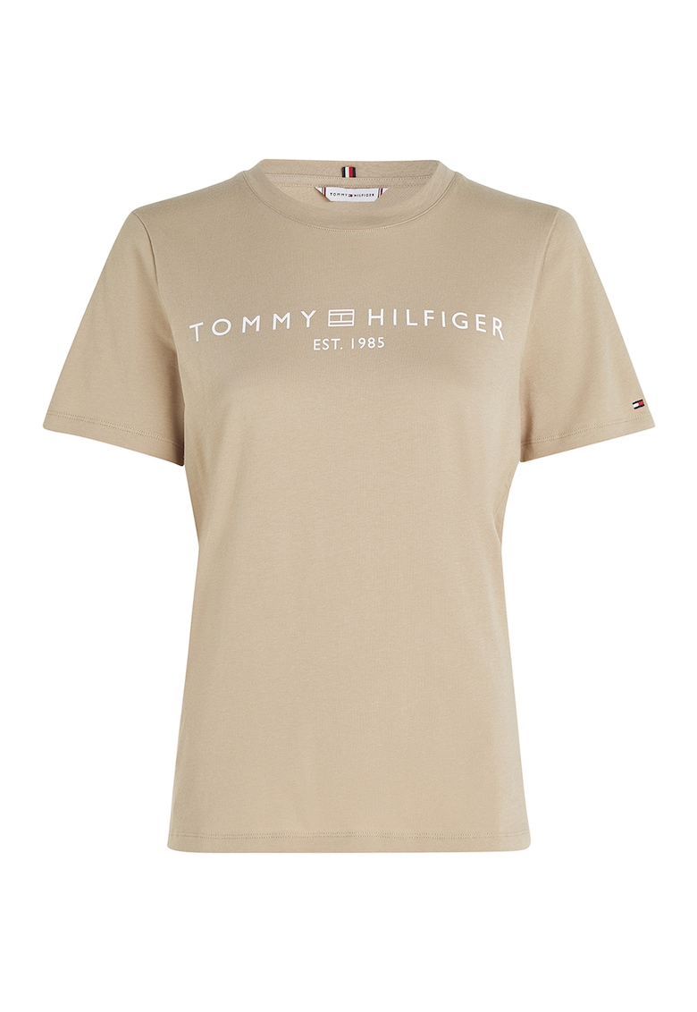 Тениска с овално деколте и лого Tommy Hilfiger