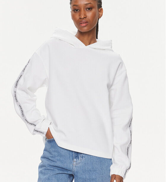 Calvin Klein Jeans Суитшърт Logo Elastic Hoodie J20J223078 Бял Regular Fit за Жени цена