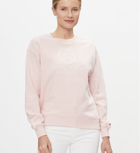 Tommy Hilfiger Суитшърт Flag Script WW0WW41758 Розов Regular Fit цвят на ниска цена