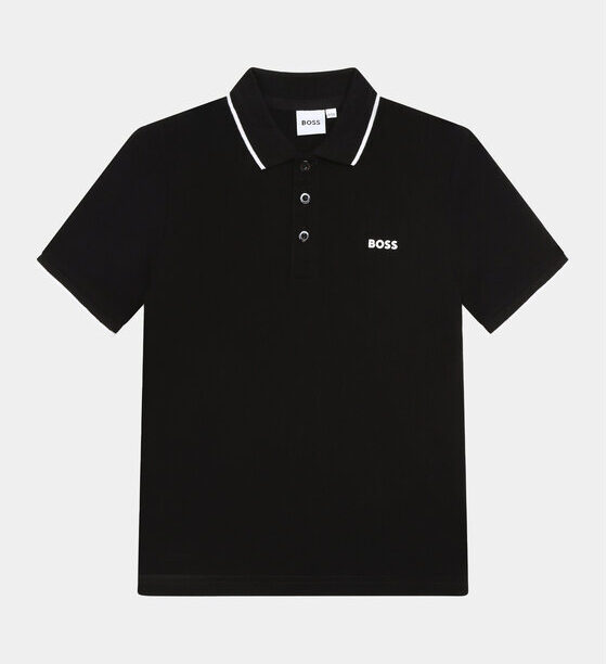 Boss Тениска с яка и копчета J25P26 M Черен Regular Fit за Момчета цена