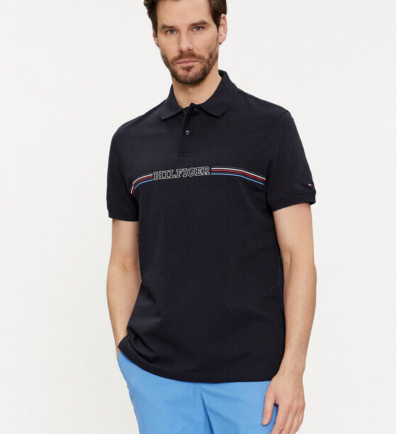 Tommy Hilfiger Тениска с яка и копчета Stripe Chest MW0MW34769 Тъмносин Regular Fit за Мъже цена