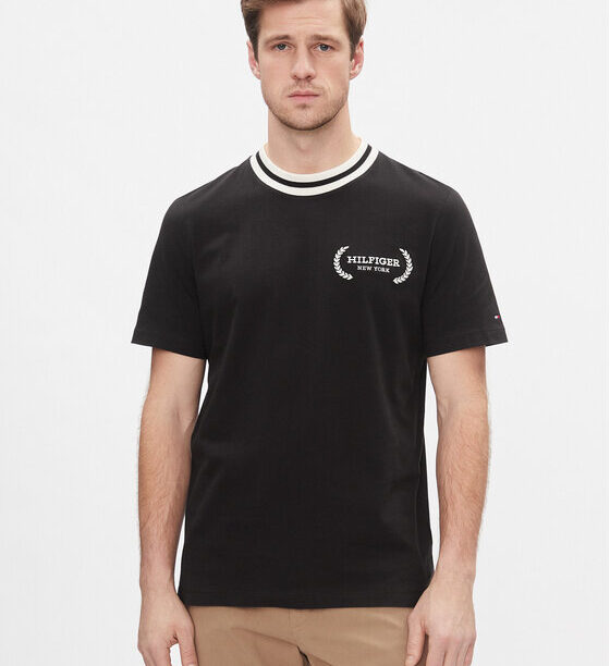 Tommy Hilfiger Тишърт Laurel Tipped Tee MW0MW33681 Черен Regular Fit за Мъже цена