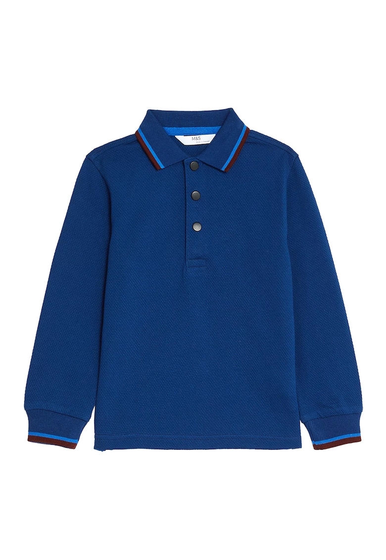 Блуза с памук с яка Marks  Spencer