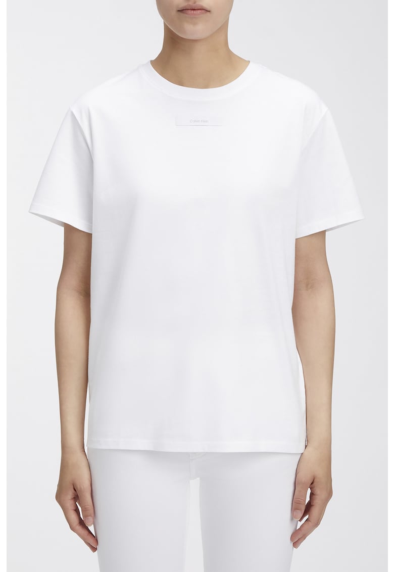 Памучна тениска с овално деколте CALVIN KLEIN
