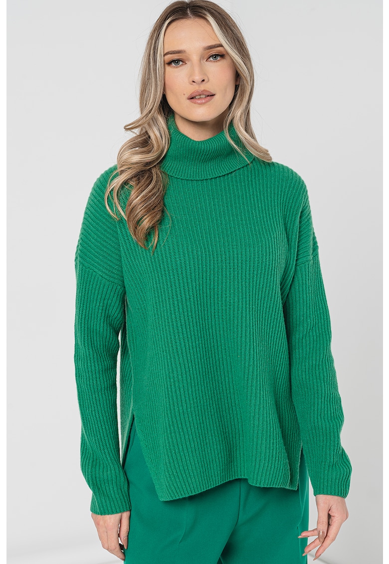 Пуловер с вълна и поло United Colors of Benetton