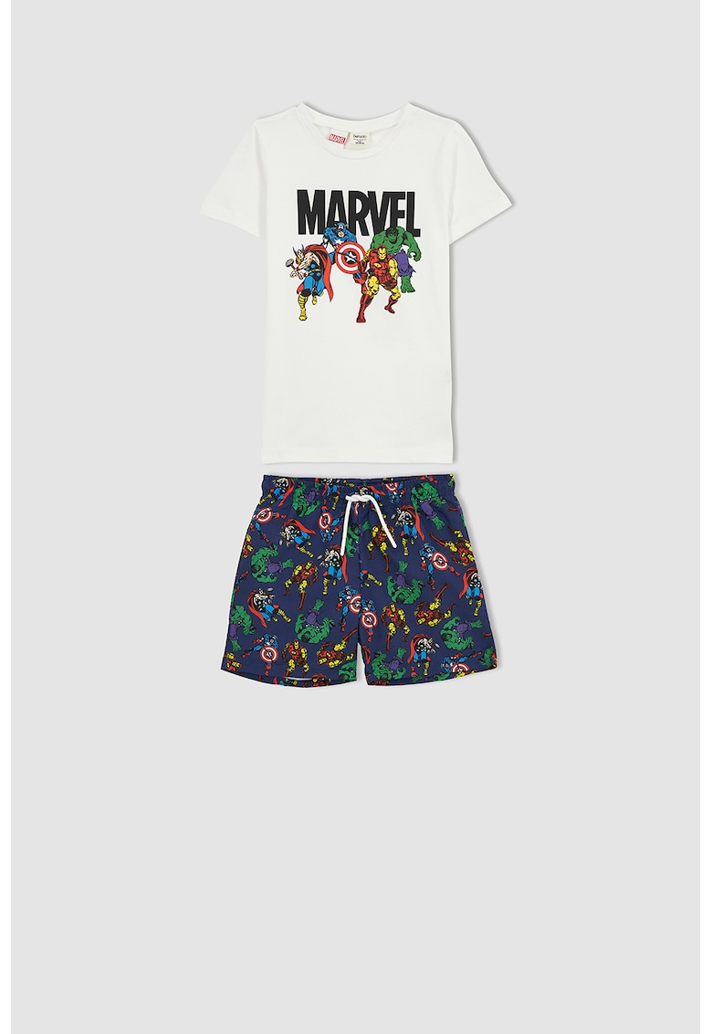 Тениска и къс панталон с щампа Marvel DeFacto