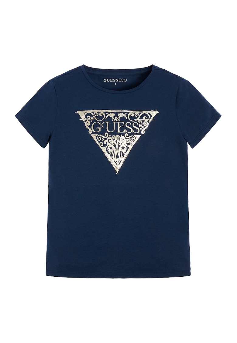 Тениска с лого и овално деколте GUESS JEANS