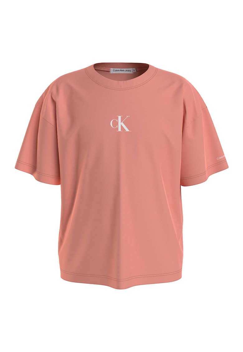 Тениска с овално деколте и лого CALVIN KLEIN