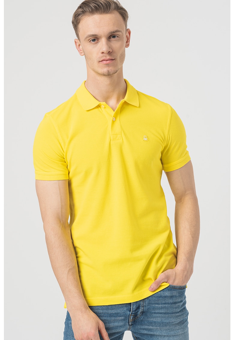 Тениска с яка и пике ефект United Colors of Benetton
