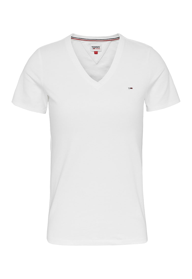 Тениска слим с шпиц Tommy Jeans