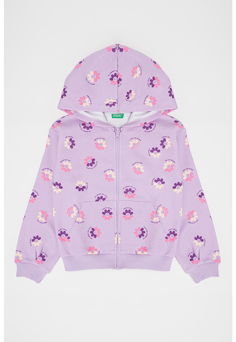 Худи с цип и десен United Colors of Benetton