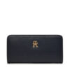 Tommy Hilfiger Голям дамски портфейл Th Monotype Large Slim Wallet AW0AW16210 Тъмносин за Жени цена