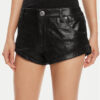One Teaspoon Кожени шорти Bandits 26208B Черен Relaxed Fit за Жени цена