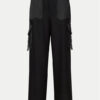 DKNY Текстилни панталони P3JKNV51 Черен Straight Leg за Жени цена