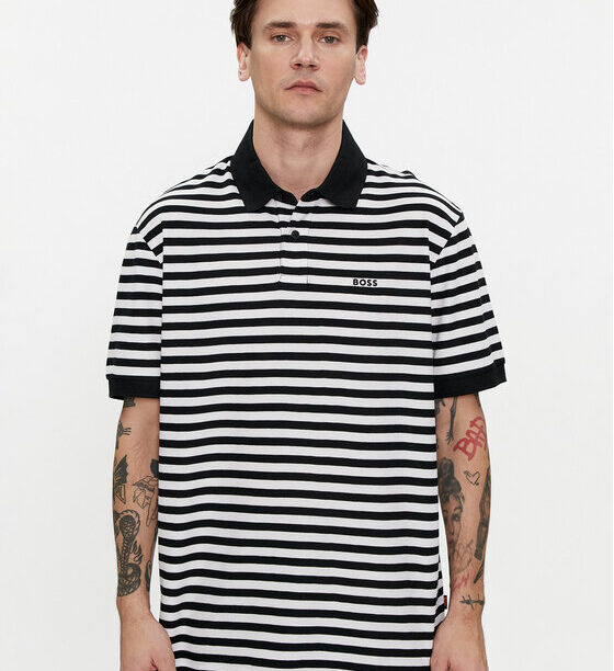 Boss Тениска с яка и копчета Palesstripe 50513604 Черен Regular Fit за Мъже цена