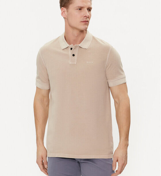 Boss Тениска с яка и копчета Prime 50507813 Бежов Regular Fit за Мъже цена