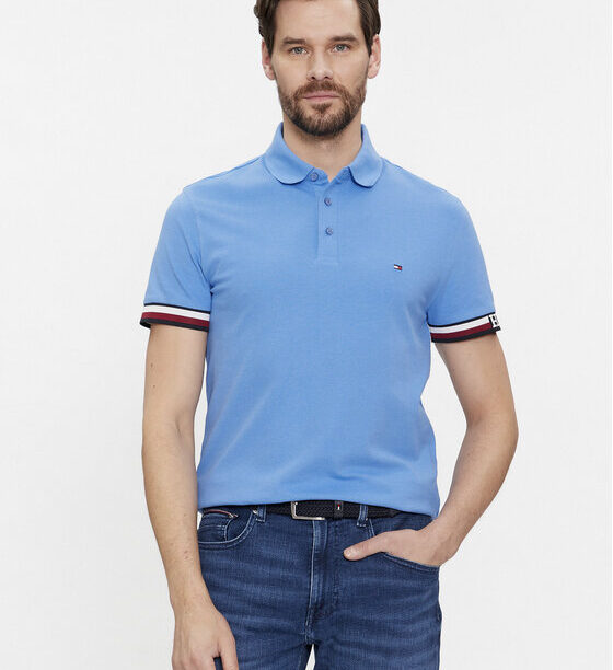 Tommy Hilfiger Тениска с яка и копчета Monotype Flag MW0MW33585 Син Slim Fit за Мъже цена
