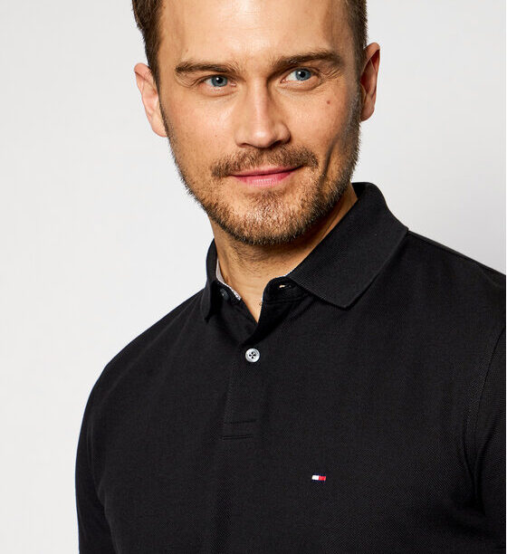 Tommy Hilfiger Тениска с яка и копчета 1985 MW0MW17770 Черен Regular Fit за Мъже цена