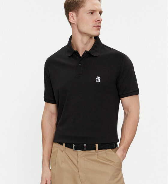 Tommy Hilfiger Тениска с яка и копчета Interlock MW0MW34783 Черен Regular Fit за Мъже цена