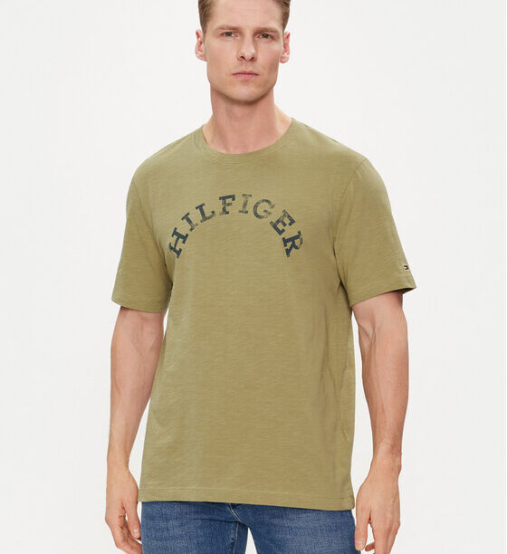 Tommy Hilfiger Тишърт Arched MW0MW34432 Зелен Regular Fit за Мъже цена