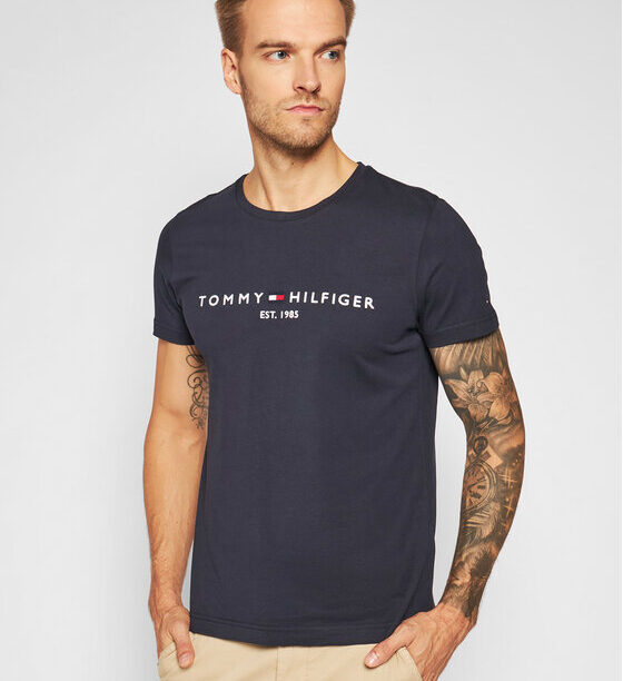 Tommy Hilfiger Тишърт Core Logo Tee MW0MW11465 Тъмносин Slim Fit за Мъже цена