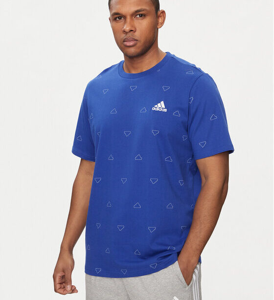 adidas Тишърт Seasonal Essentials Monogram Graphic IU0284 Син Regular Fit за Мъже цена