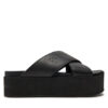 Calvin Klein Jeans Чехли Flatform Cross Mg Uc YW0YW01349 Черен за Жени цена