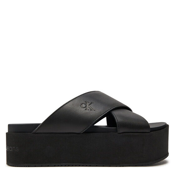 Calvin Klein Jeans Чехли Flatform Cross Mg Uc YW0YW01349 Черен за Жени цена