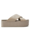 Calvin Klein Jeans Чехли Flatform Cross Mg Uc YW0YW01349 Бежов за Жени цена