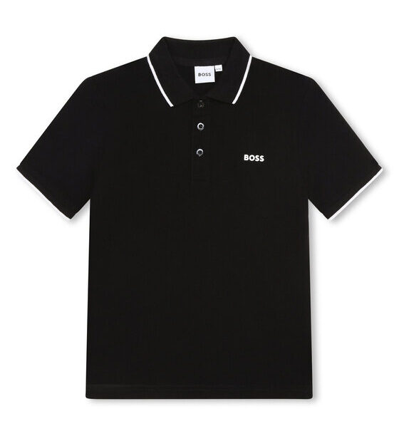 Boss Тениска с яка и копчета J25P26 D Черен Regular Fit за Момчета цена