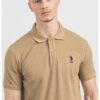 U.S. Polo Assn - Памучна тениска по тялото с яка US Polo Assn