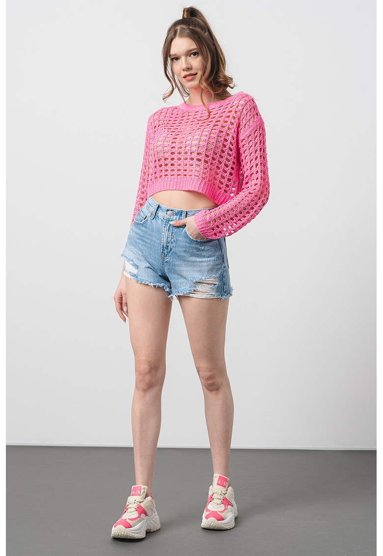 Дънков къс панталон Hailey със захабен ефект Vero Moda