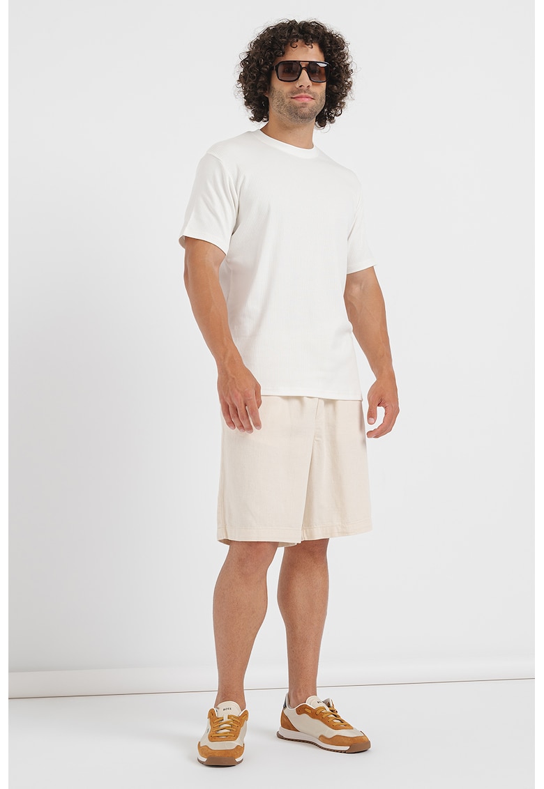 Едноцветна рипсена тениска Selected Homme