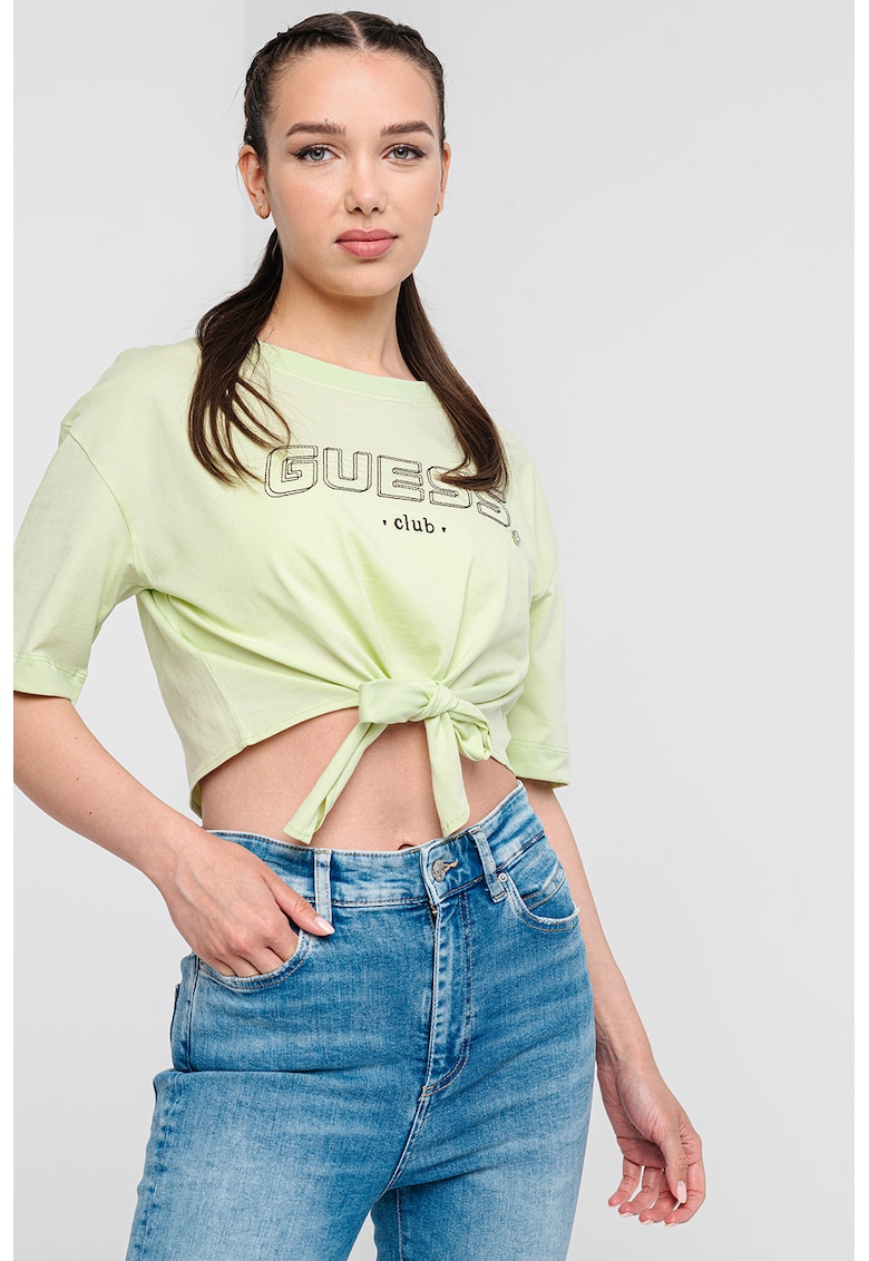 Къса фитнес тениска с лого GUESS