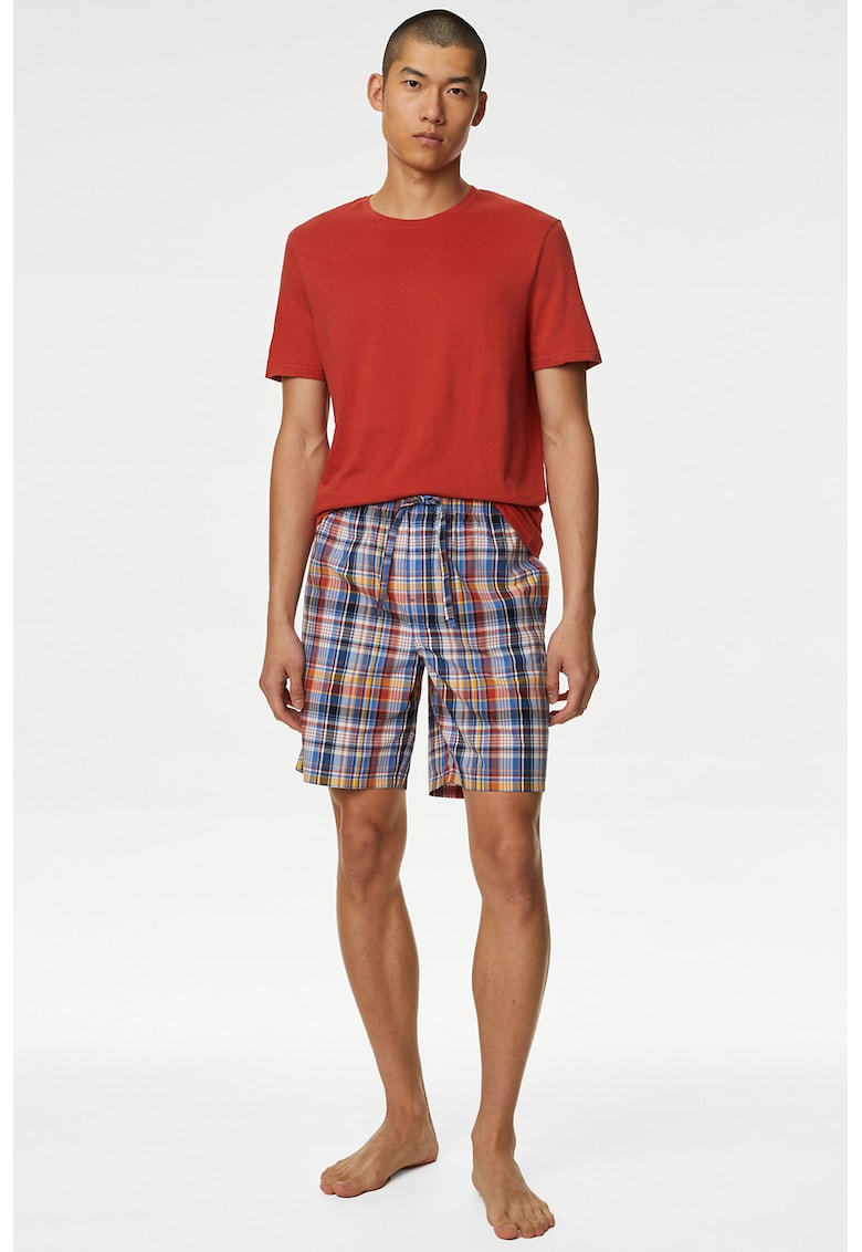 Памучна пижама на каре Marks  Spencer