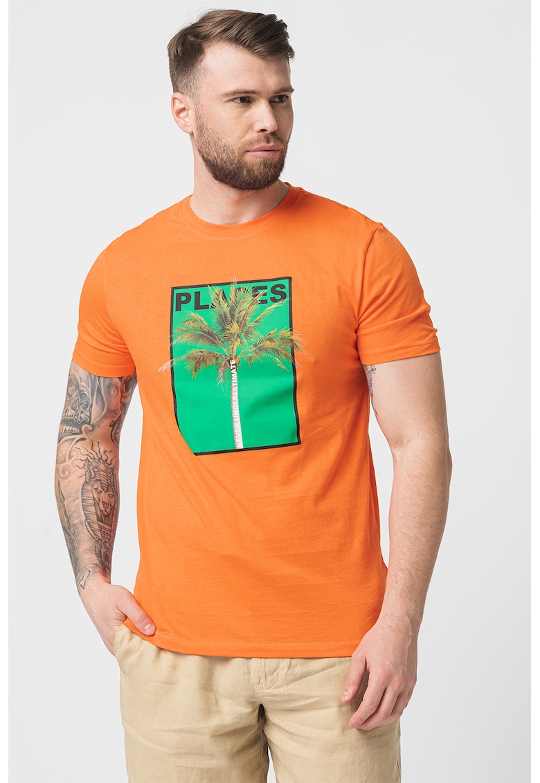 Памучна тениска с овално деколте United Colors of Benetton